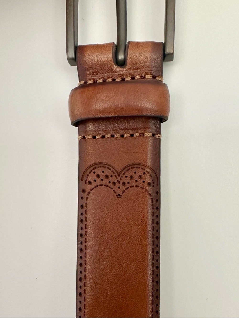 Jos. A. Bank Tan Genuine Leather Belt with Silver Buckle - Size 32/30